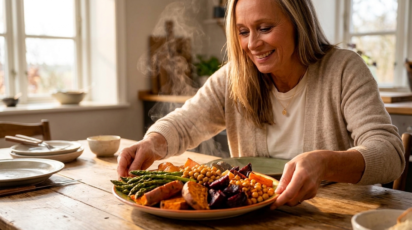 A colorful plate of whole plant foods